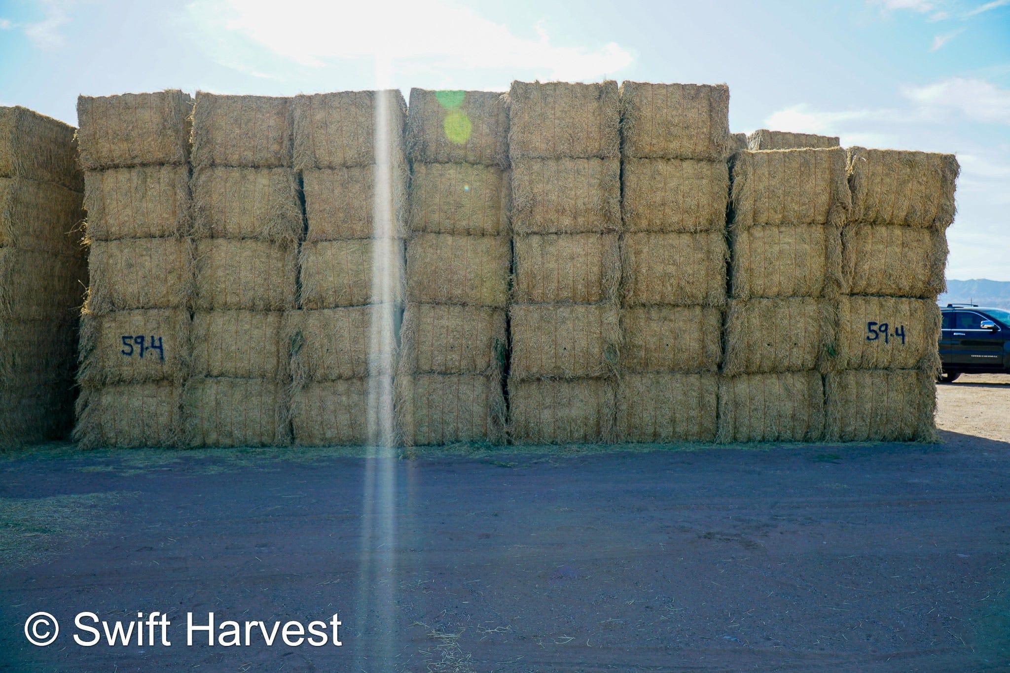 Martinez Farms Big Bale Alfalfa 59-4  Good/Fair Alfalfa Test Hay Big Bales CP 18 RFV 118 TDN 56 FACS 98 /110