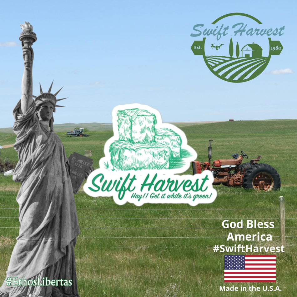 swiftharvest.net 3″×3″ Swift Harvest Hay!! Get it while it's green! Bubble-free stickers