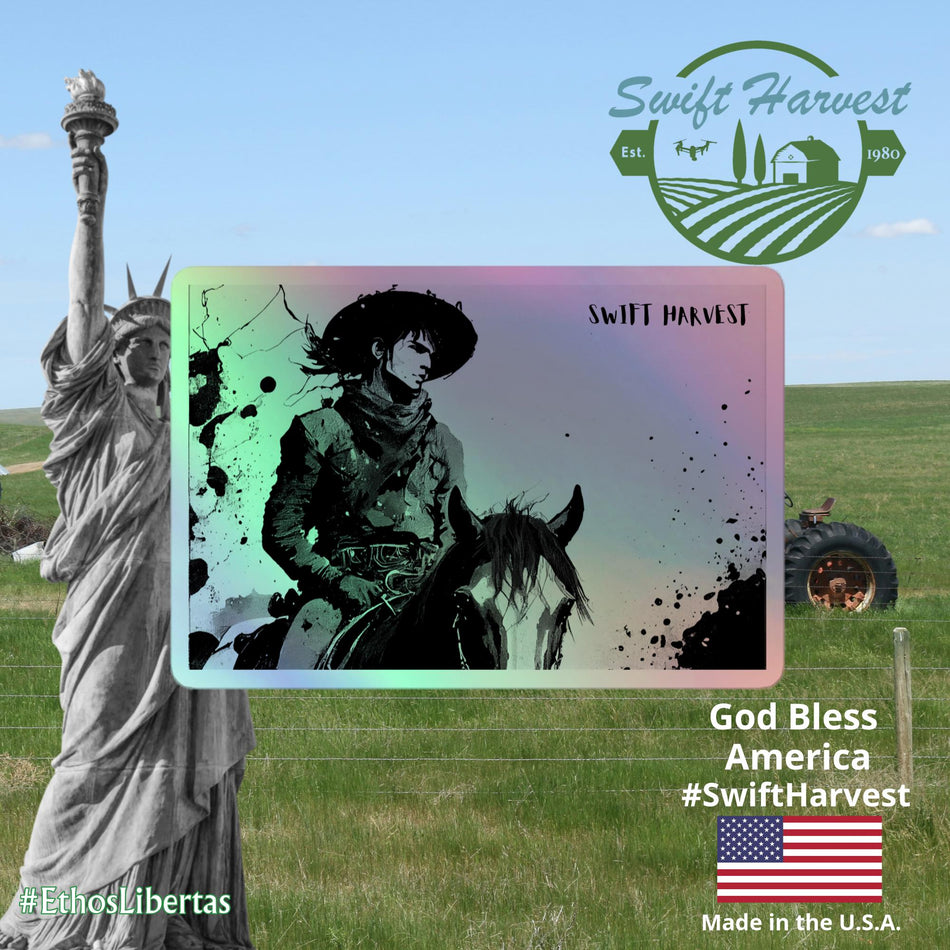 swiftharvest.net 4″×4″ Swift Harvest Cowboy Holographic stickers