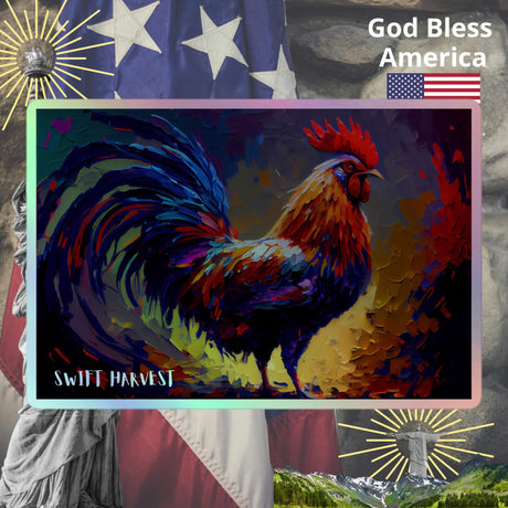 swiftharvest.net 5.5″×5.5″ Swift Harvest Rooster Holographic stickers