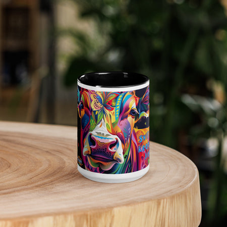 swiftharvest.net Black / 15 oz Swift Harvest Keeps the hay moo-ving Cow Art Mug with Color Inside