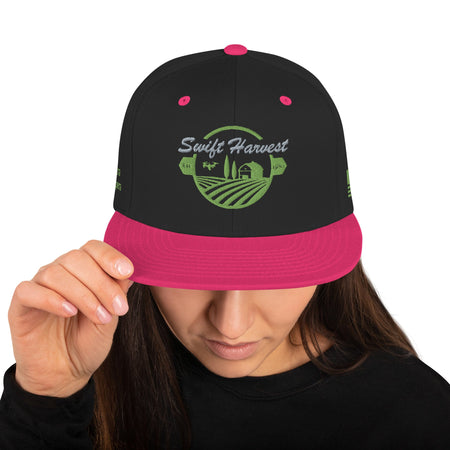 swiftharvest.net Black/ Neon Pink Swift Harvest Logo Snapback Hat