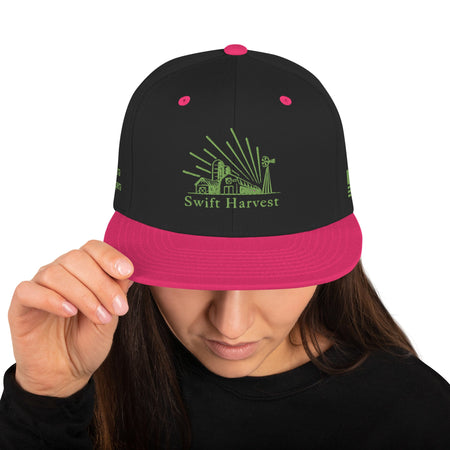 swiftharvest.net Black/ Neon Pink Swift Harvest Sun Farm Snapback Hat