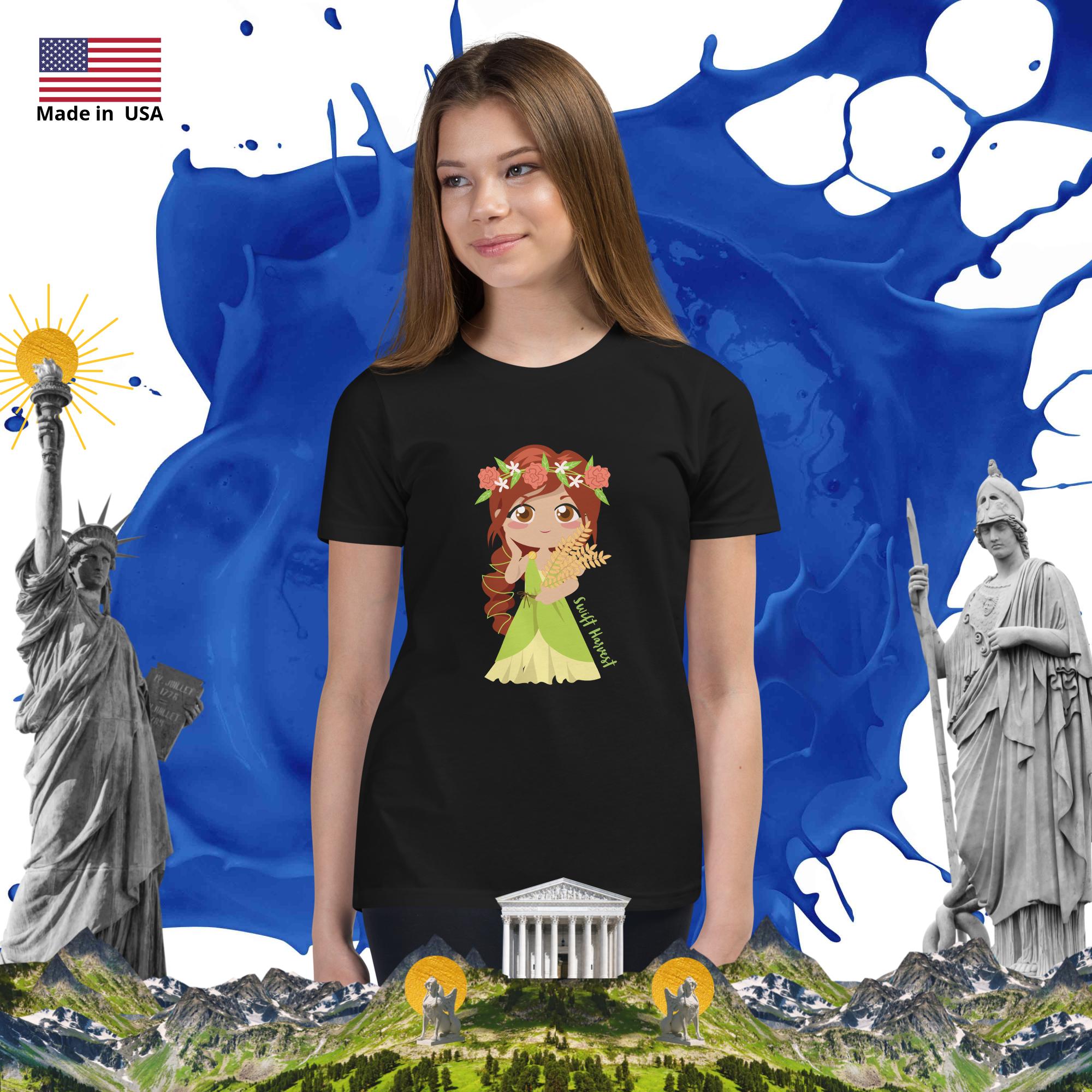 swiftharvest.net Black / S Harvest Goddess Demeter Girls Youth Short Sleeve T-Shirt