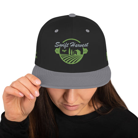 swiftharvest.net Black/ Silver Swift Harvest Logo Snapback Hat