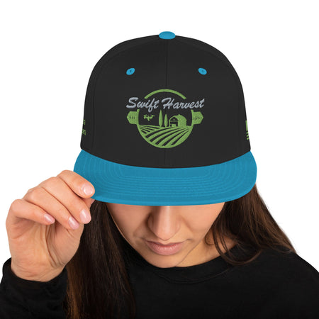 swiftharvest.net Black/ Teal Swift Harvest Logo Snapback Hat