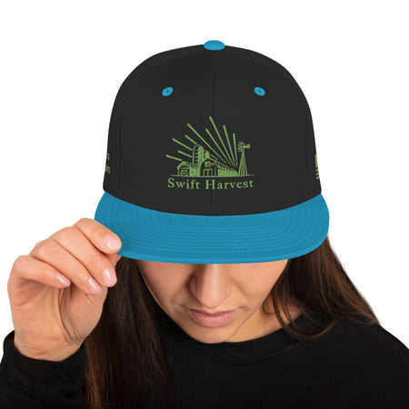 swiftharvest.net Black/ Teal Swift Harvest Sun Farm Snapback Hat