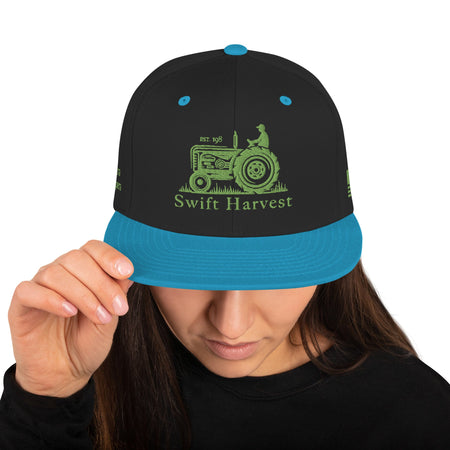 swiftharvest.net Black/ Teal Swift Harvest Tractor Snapback Hat