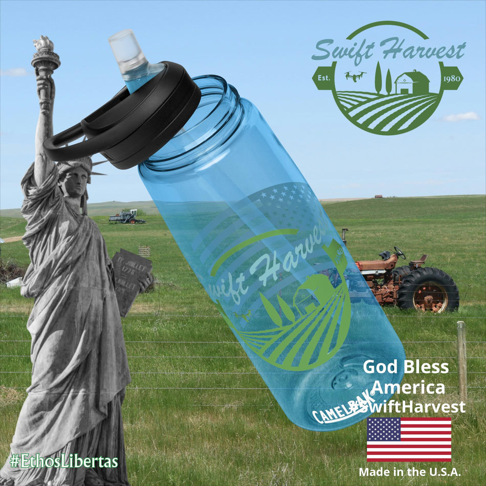 swiftharvest.net Blue Swift Harvest American Flag Sports water bottle