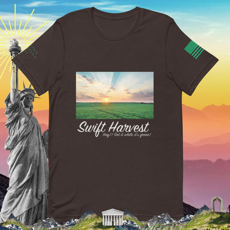 swiftharvest.net Brown / S Hay!! Get it while it's Green! Unisex t-shirt