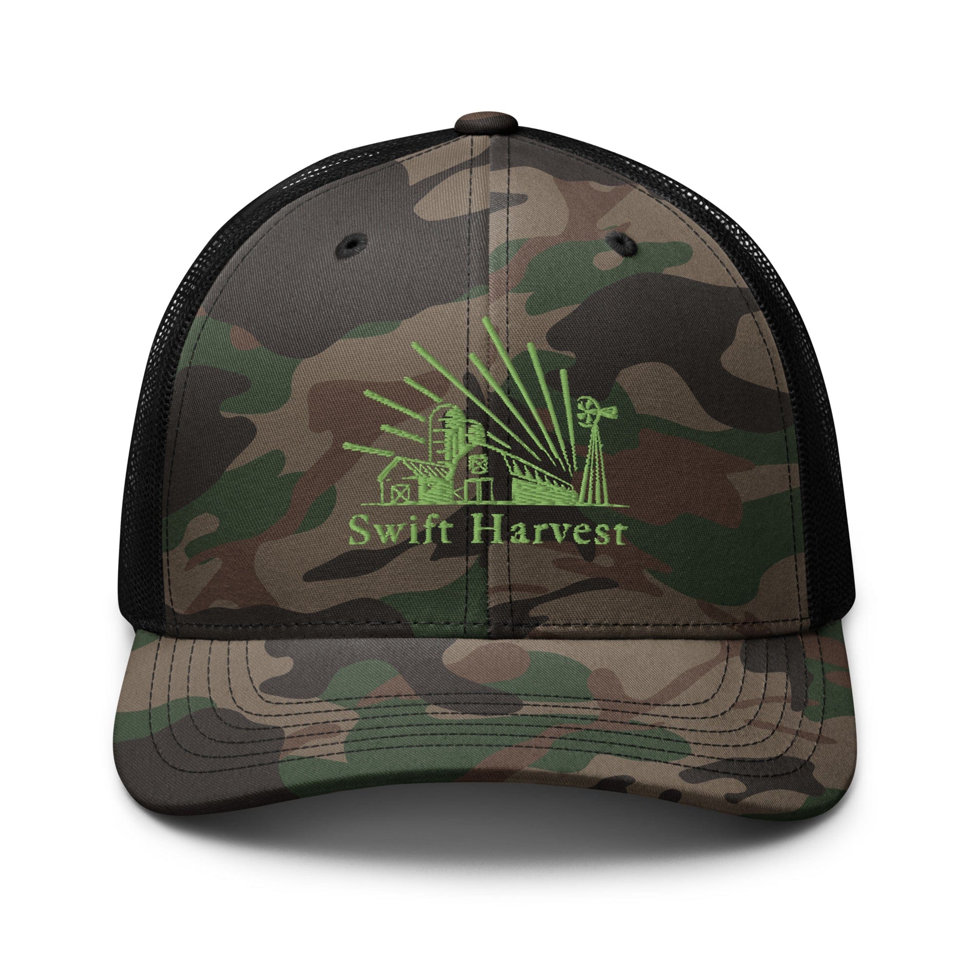 swiftharvest.net Camo/Black Swift Harvest Fam Logo Camouflage trucker hat