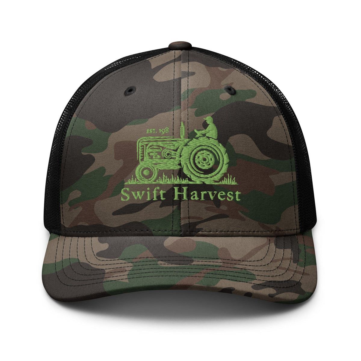 swiftharvest.net Camo/Black Swift Harvest Tractor Camouflage trucker hat