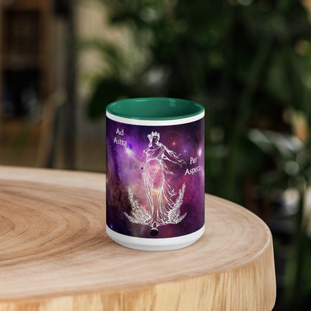 swiftharvest.net Dark green / 15 oz Cosmic Ad Astra Per Aspera Mug with Color Inside