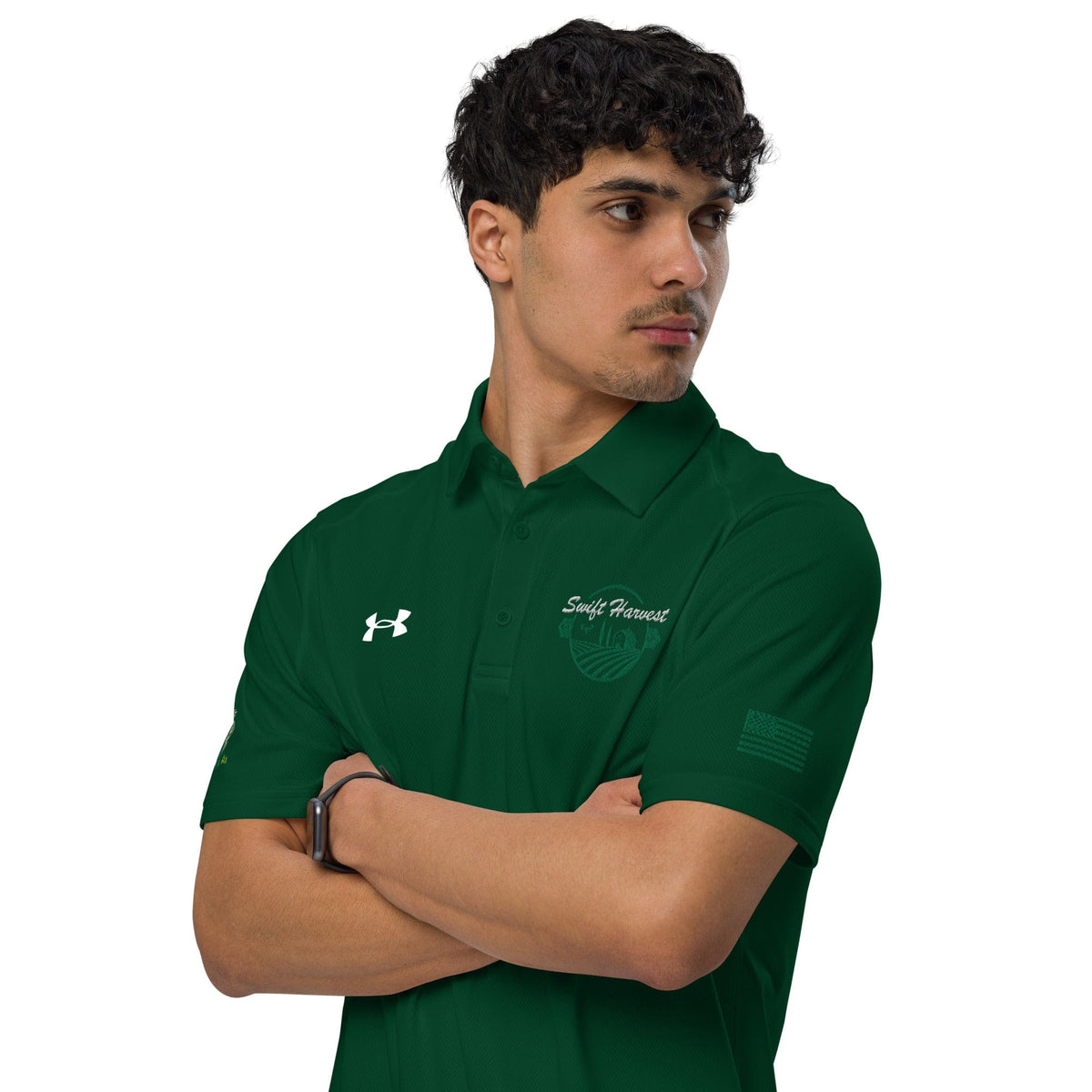 swiftharvest.net FOCO1 White lettering O- Az Under Armour® men's polo