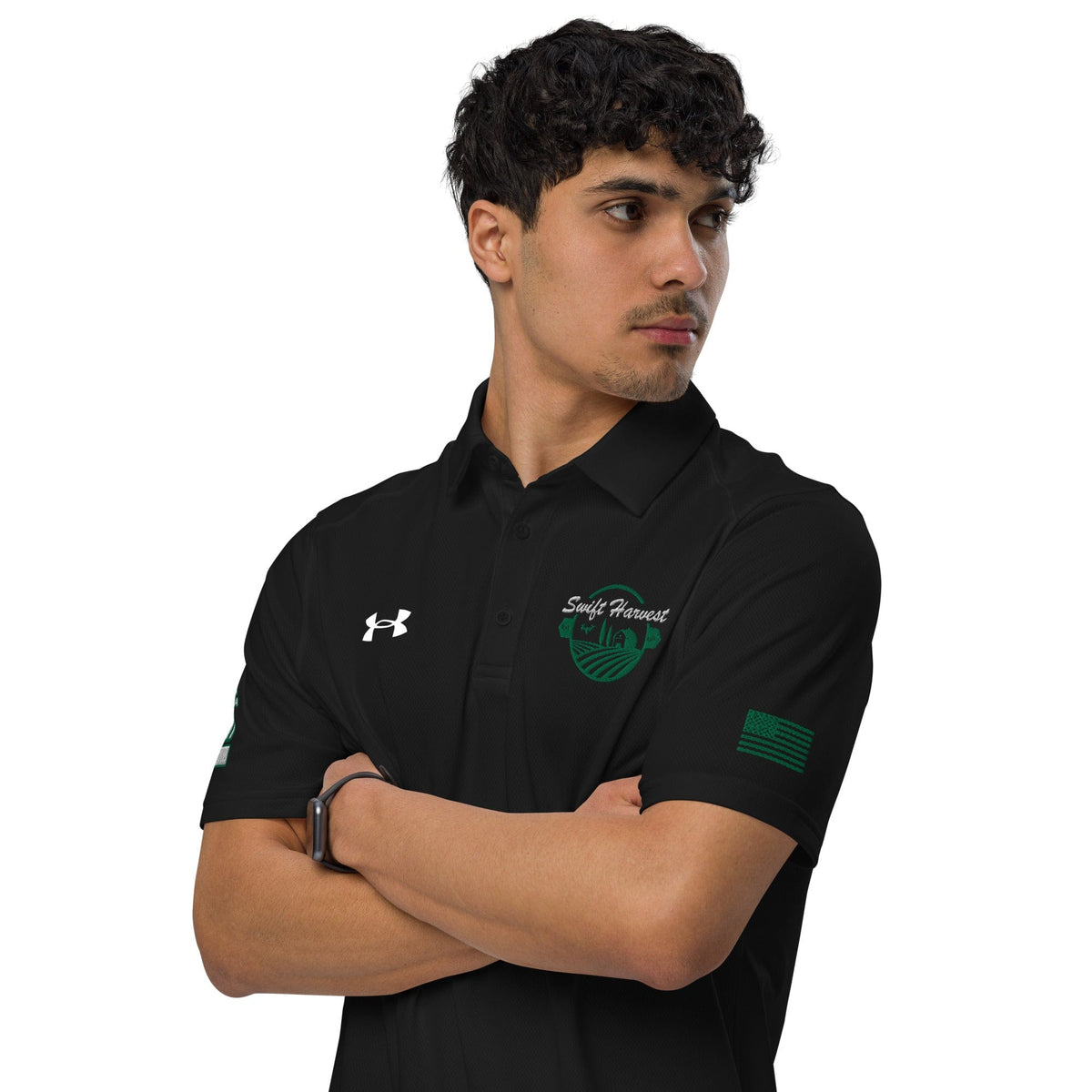 swiftharvest.net FOCO1 White letters Under Armour® men's polo