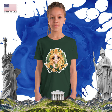 swiftharvest.net Forest / S Harvest Goddess Demeter Girls Youth Short Sleeve T-Shirt