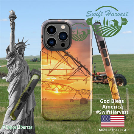 swiftharvest.net Glossy / iPhone 13 Pro Swift Harvest Sprinkler Sunset Tough Case for iPhone®