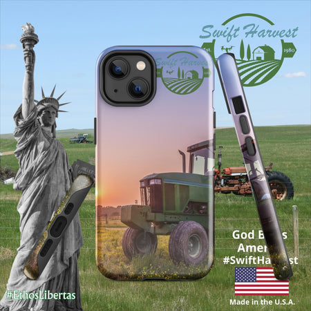 swiftharvest.net Glossy / iPhone 14 Green Tractor Swift Harvest Tough Case for iPhone®