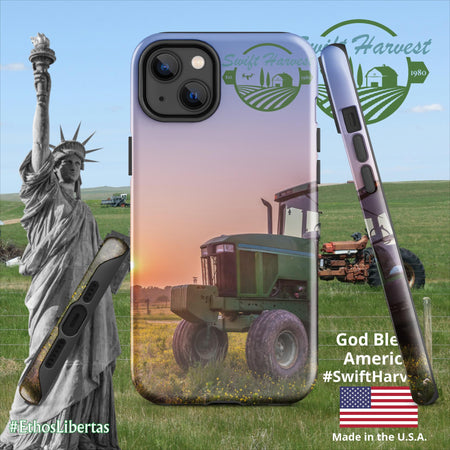 swiftharvest.net Glossy / iPhone 14 Plus Green Tractor Swift Harvest Tough Case for iPhone®