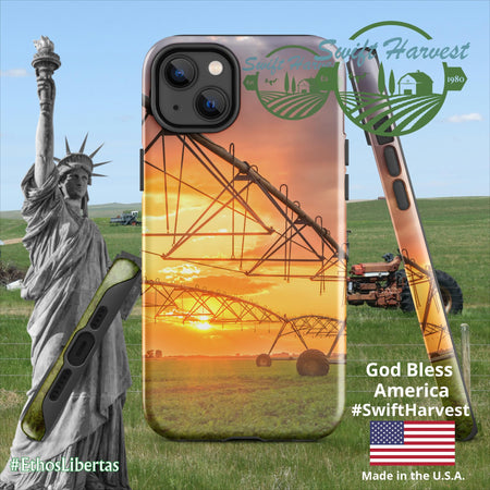 swiftharvest.net Glossy / iPhone 14 Plus Swift Harvest Sprinkler Sunset Tough Case for iPhone®