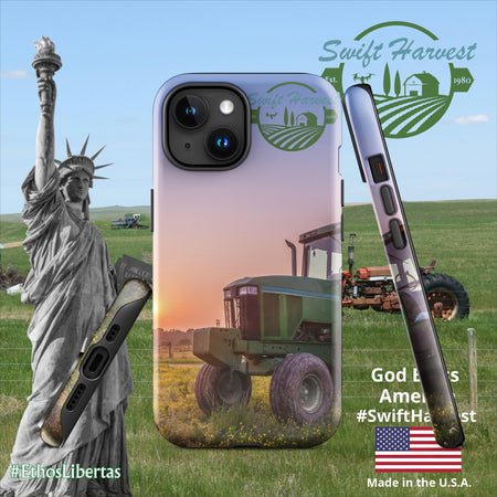 swiftharvest.net Glossy / iPhone 15 Green Tractor Swift Harvest Tough Case for iPhone®