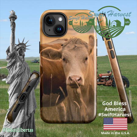 swiftharvest.net Glossy / iPhone 15 Plus Swift Harvest Apollos Golden Cows Tough Case for iPhone®