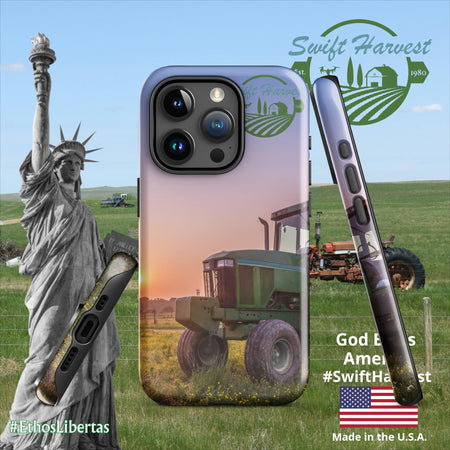 swiftharvest.net Glossy / iPhone 15 Pro Green Tractor Swift Harvest Tough Case for iPhone®