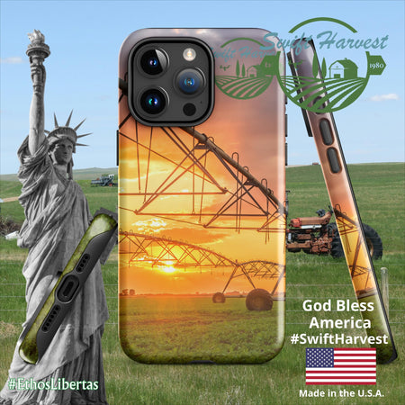 swiftharvest.net Glossy / iPhone 15 Pro Max Swift Harvest Sprinkler Sunset Tough Case for iPhone®