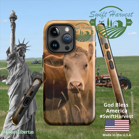 swiftharvest.net Glossy / iPhone 15 Pro Swift Harvest Apollos Golden Cows Tough Case for iPhone®