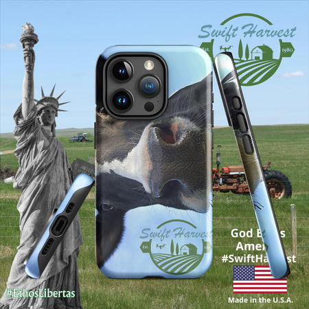 swiftharvest.net Glossy / iPhone 15 Pro Swift Harvest Holy Cow Tough Case for iPhone®