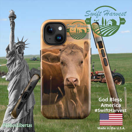 swiftharvest.net Glossy / iPhone 15 Swift Harvest Apollos Golden Cows Tough Case for iPhone®