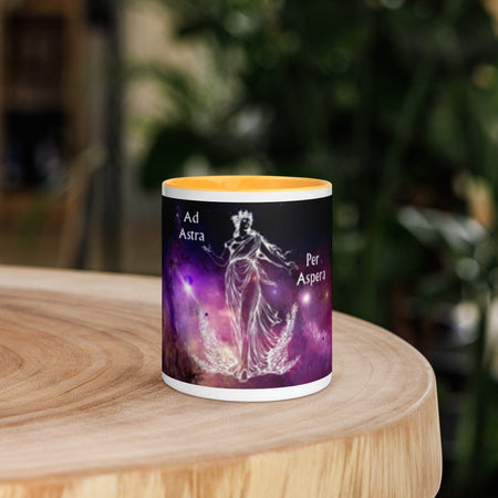 swiftharvest.net Golden Yellow / 11 oz Cosmic Ad Astra Per Aspera Mug with Color Inside