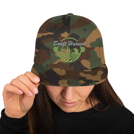 swiftharvest.net Green Camo Swift Harvest Logo Snapback Hat