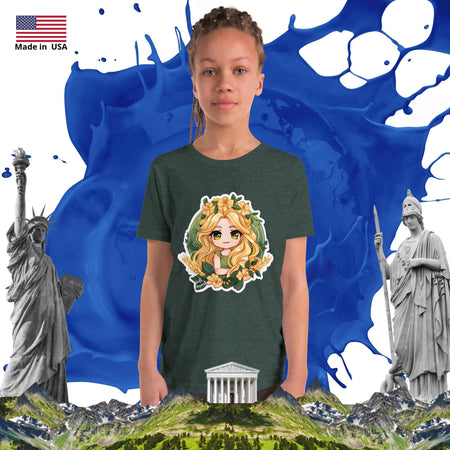 swiftharvest.net Heather Forest / S Harvest Goddess Demeter Girls Youth Short Sleeve T-Shirt