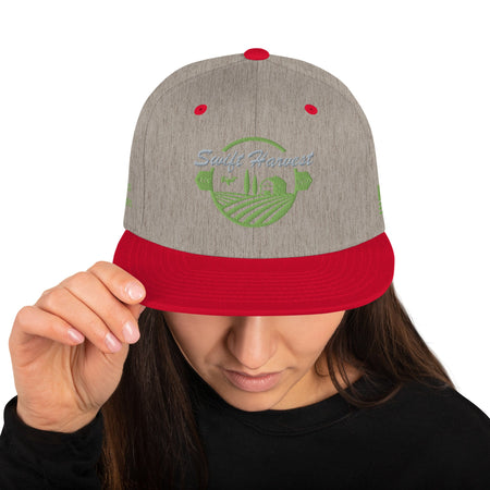 swiftharvest.net Heather Grey/ Red Swift Harvest Logo Snapback Hat