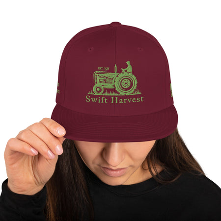 swiftharvest.net Maroon Swift Harvest Tractor Snapback Hat