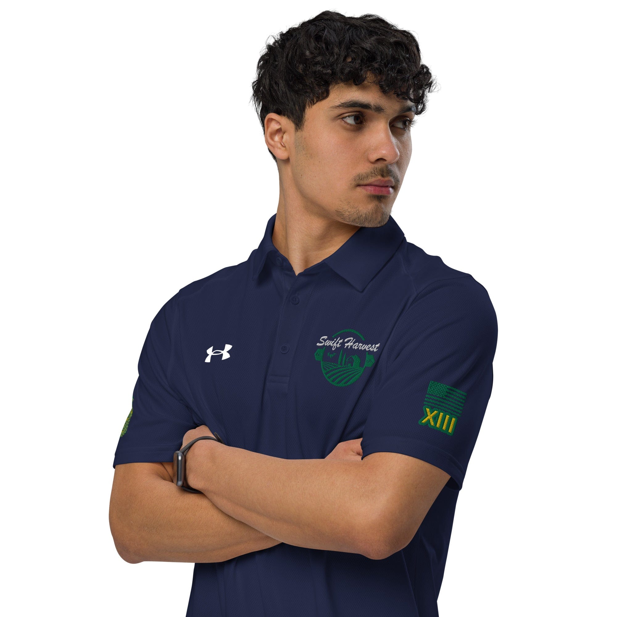 swiftharvest.net MASAS white letting Under Armour® men's polo