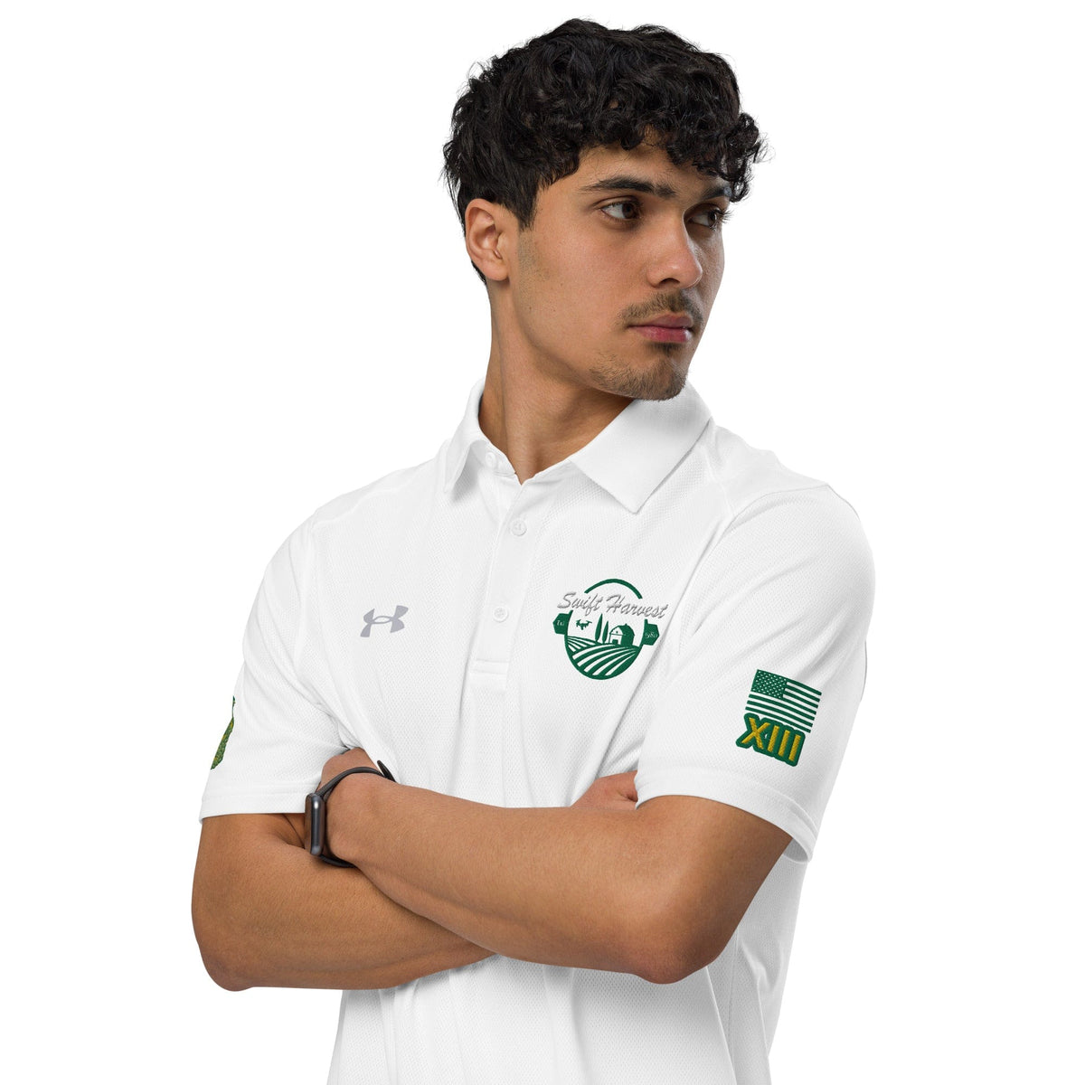 swiftharvest.net MASAS white letting Under Armour® men's polo