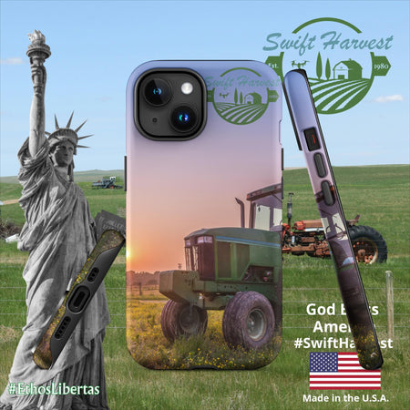 swiftharvest.net Matte / iPhone 15 Green Tractor Swift Harvest Tough Case for iPhone®