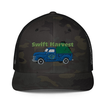 swiftharvest.net Multicam Black/Black Swift Harvest Dark Blue Truck with Hay Closed-back trucker cap