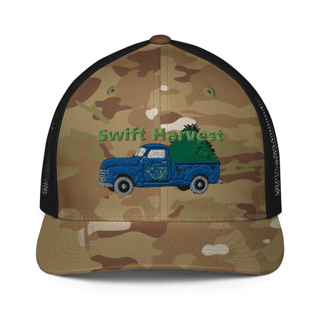 swiftharvest.net Multicam Green/Black Swift Harvest Dark Blue Truck with Hay Closed-back trucker cap