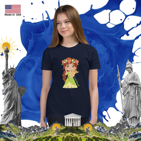 swiftharvest.net Navy / S Harvest Goddess Demeter Girls Youth Short Sleeve T-Shirt