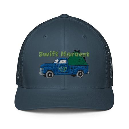 swiftharvest.net Navy Swift Harvest Dark Blue Truck with Hay Closed-back trucker cap