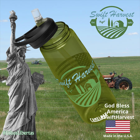 swiftharvest.net Olive Swift Harvest American Flag Sports water bottle