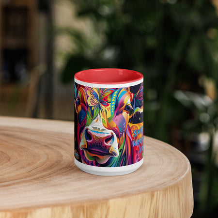 swiftharvest.net Red / 15 oz Swift Harvest Keeps the hay moo-ving Cow Art Mug with Color Inside