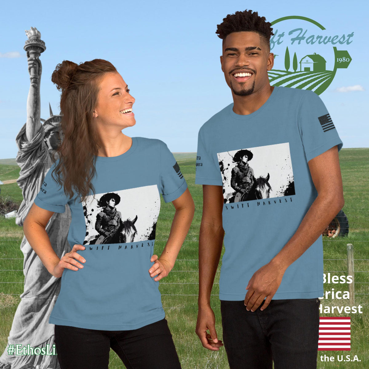 swiftharvest.net Steel Blue / XS Swift Harvest Cowboy Unisex t-shirt