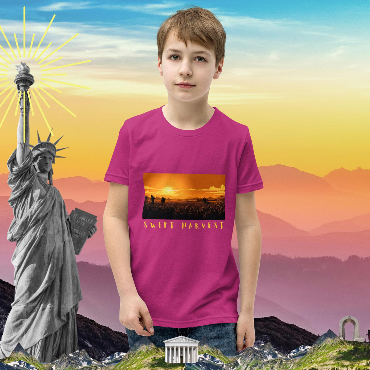 swiftharvest.net Sunset Harvest Boys Youth Short Sleeve T-Shirt