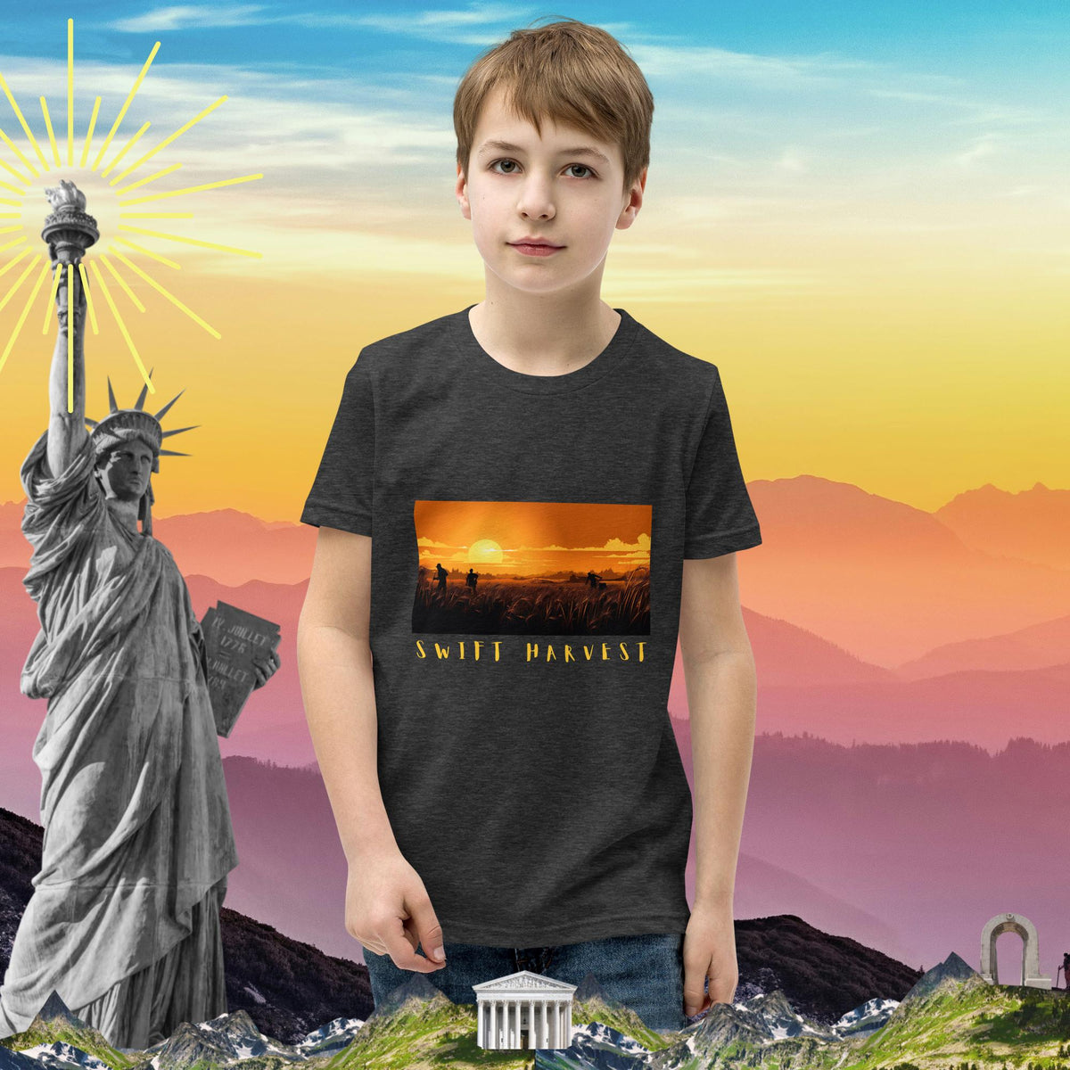 swiftharvest.net Sunset Harvest Boys Youth Short Sleeve T-Shirt