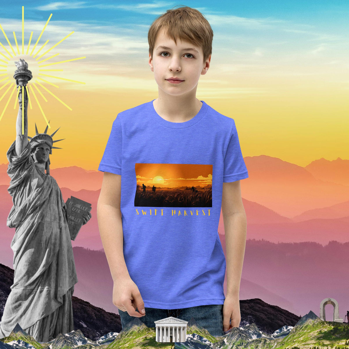 swiftharvest.net Sunset Harvest Boys Youth Short Sleeve T-Shirt