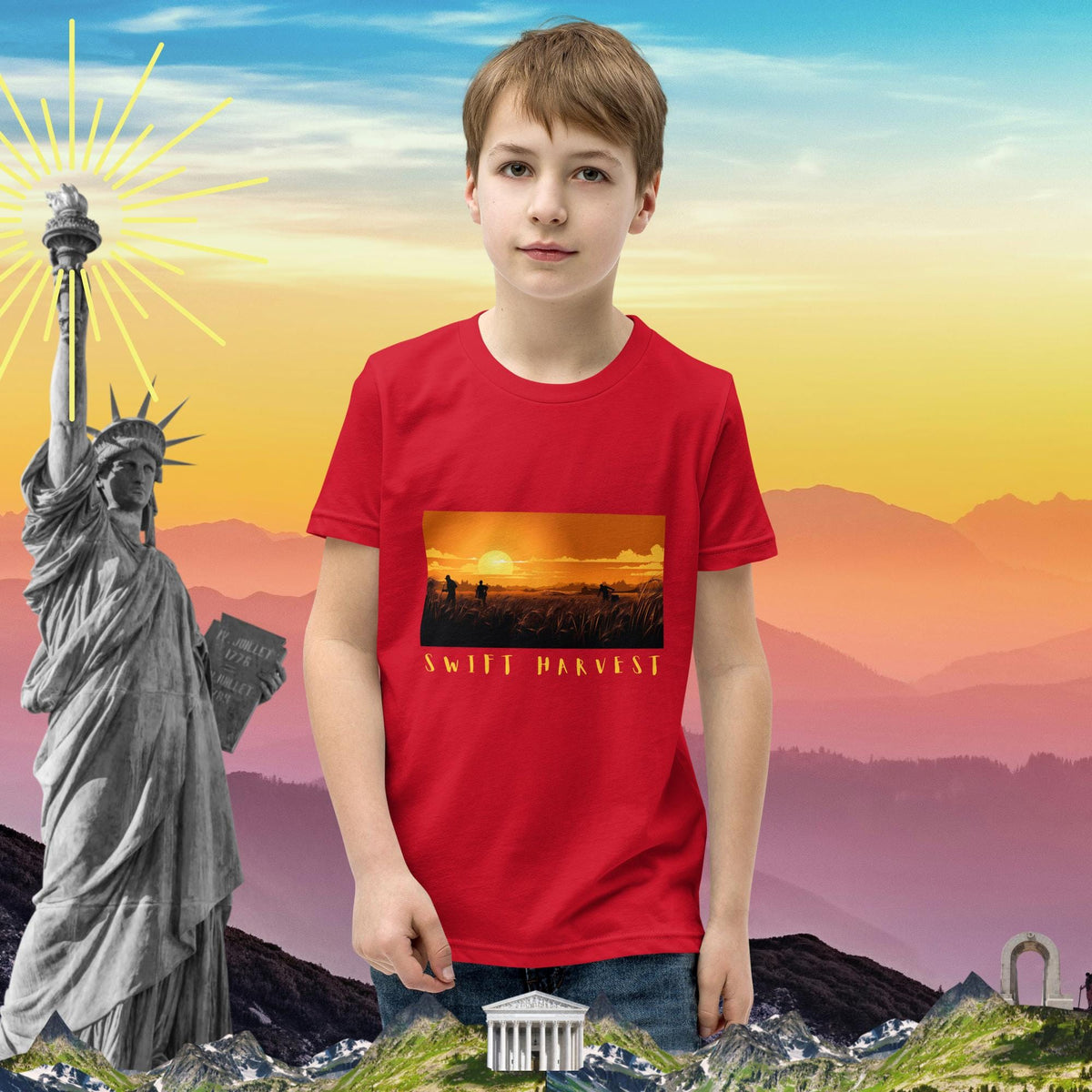 swiftharvest.net Sunset Harvest Boys Youth Short Sleeve T-Shirt